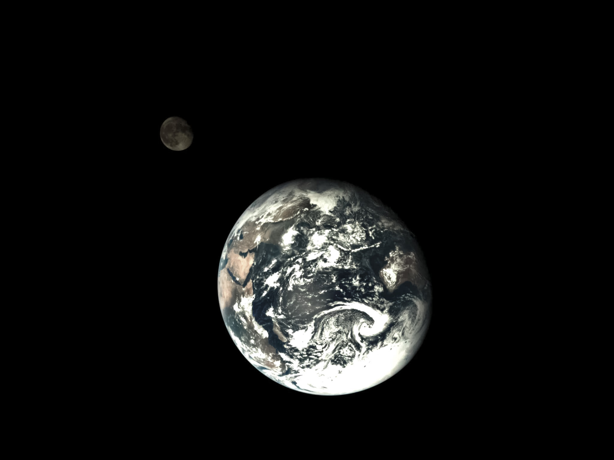 earth and moon